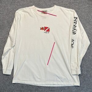 Pirana Joe Grand Turk Scuba Shirt Large White Long Sleeve Graphic Cotton